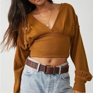 Free People We The Free “All Nighter” Surplice Crop Top Small